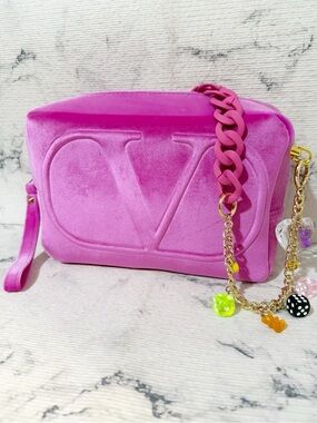 Valentino Beauty Pink Velvet Wristlet Clutch